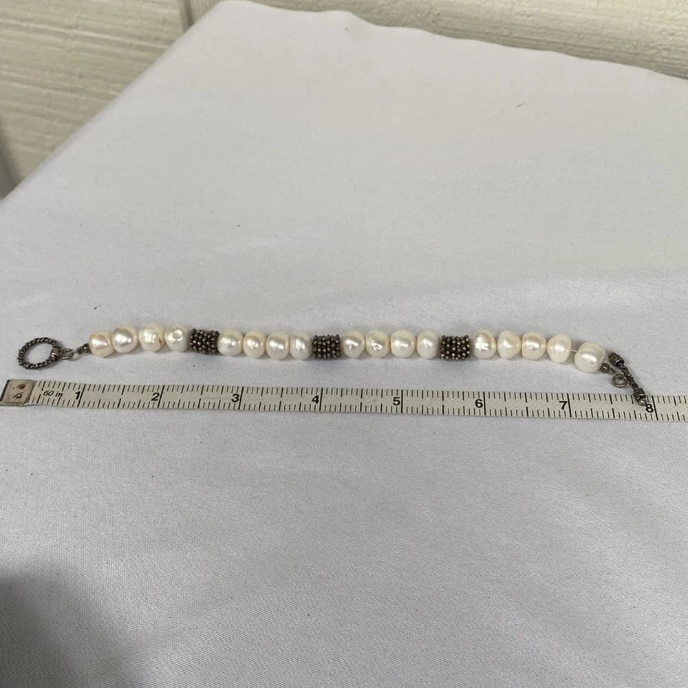 Set of 4 pearl bead and rhinestone bracelets - Picture 6 of 6